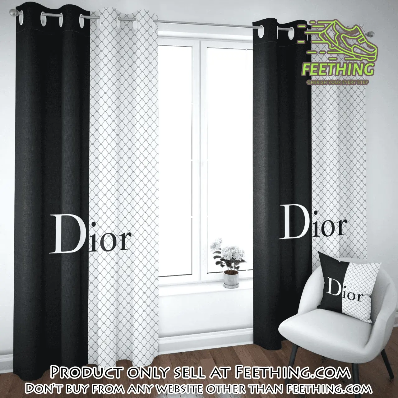 Dior black white premium window curtains hot  luxury curtain wc099 ft5016666